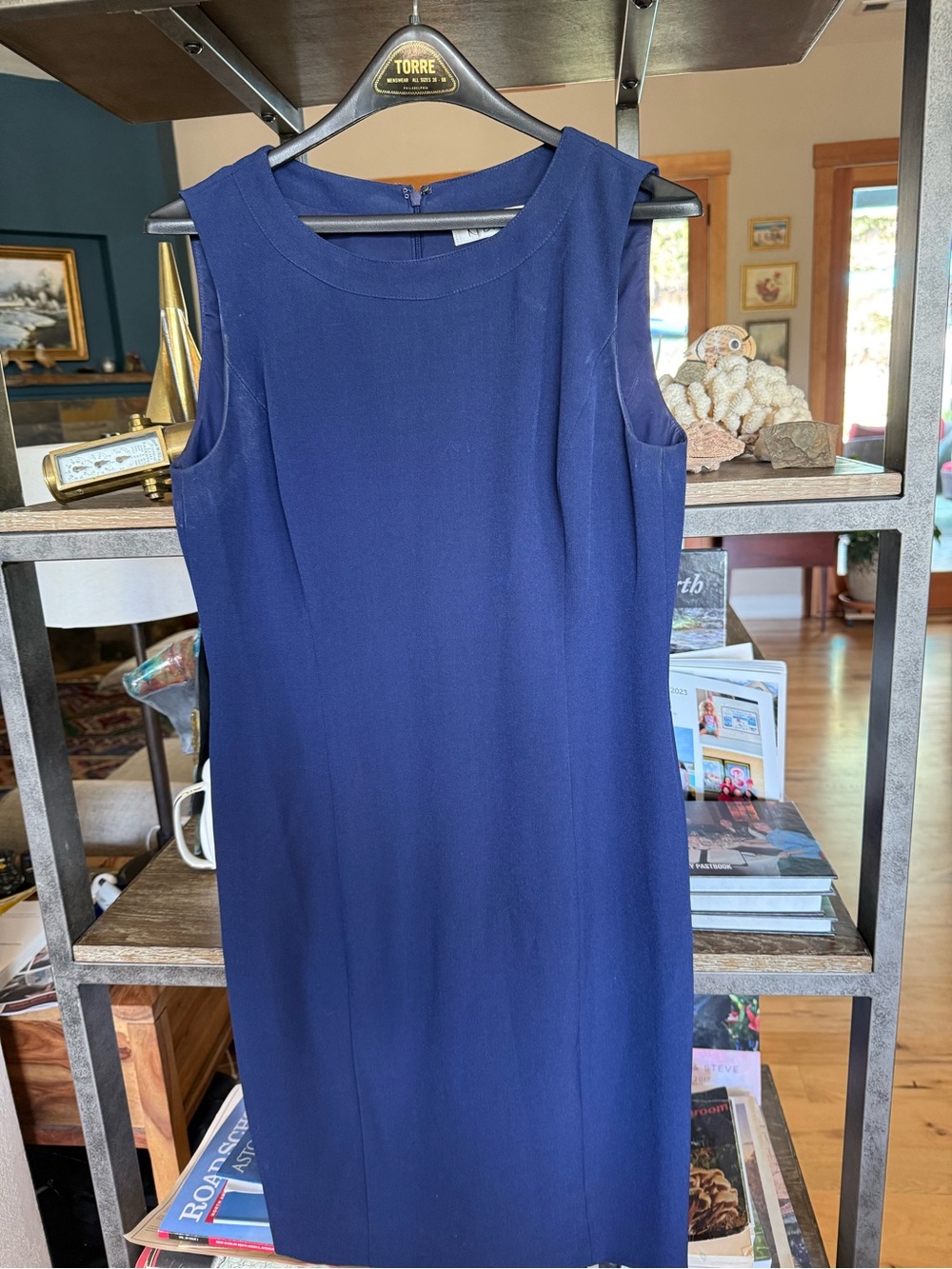 Kasper Navy Sleeveless Sheath Dress